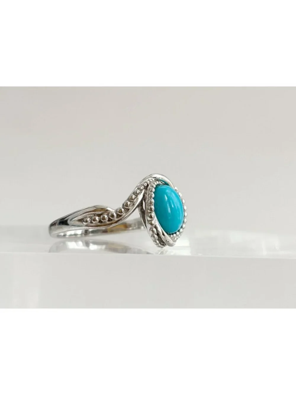 Sleeping Beauty Turquoise Stone Sterling Silver 925 Vintage Ring - sz 11.25